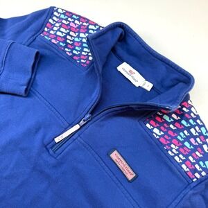 Vineyard Vines Shep Shirt Women's Small Blue Whale Print Quarter Zip‎ Pullover